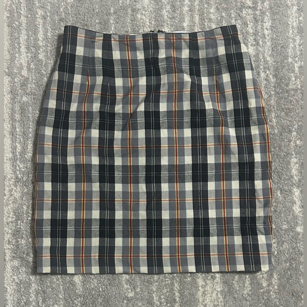 Vintage 100% Wool Tartan Plaid Mini Skirt Sz 12 Petite Preppy Academia